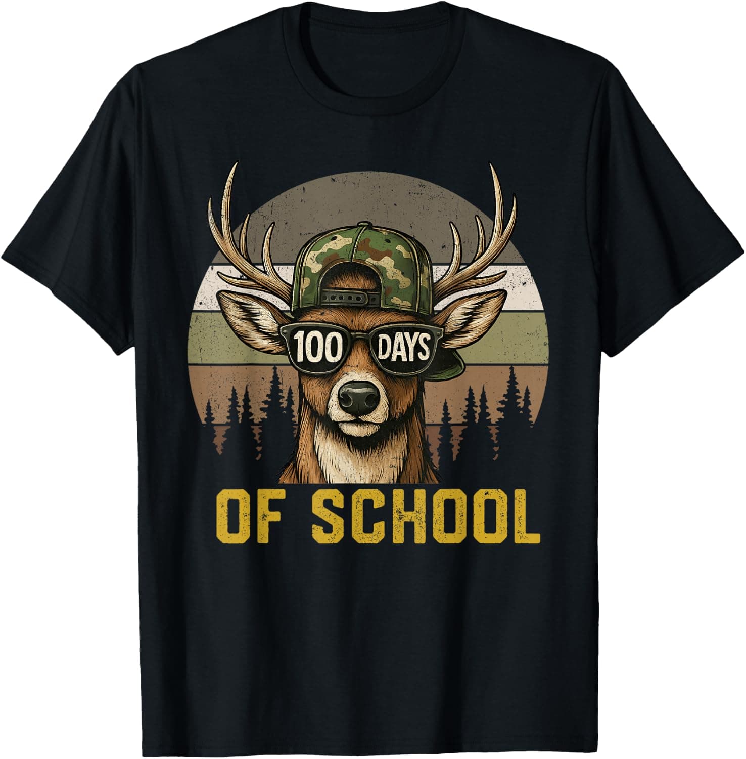 100 Days of School Deer Hunting Boy Camo Boy Girl Teacher T-Shirt - Trending POD product with BSR 84,549