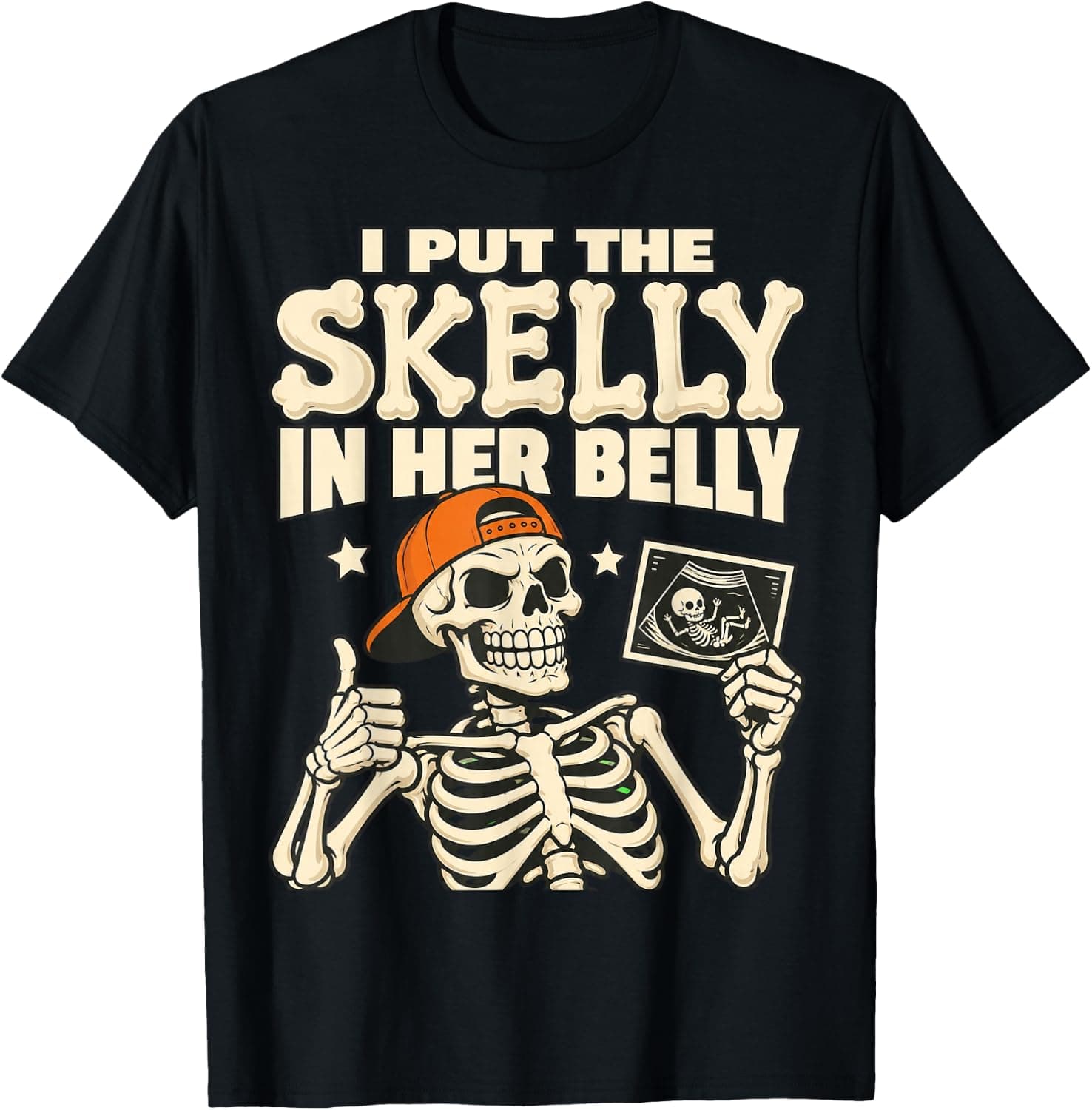 Skelly in My Belly Skeleton Dad Halloween Pregnancy for Men T-Shirt - Trending POD product with BSR 76,904