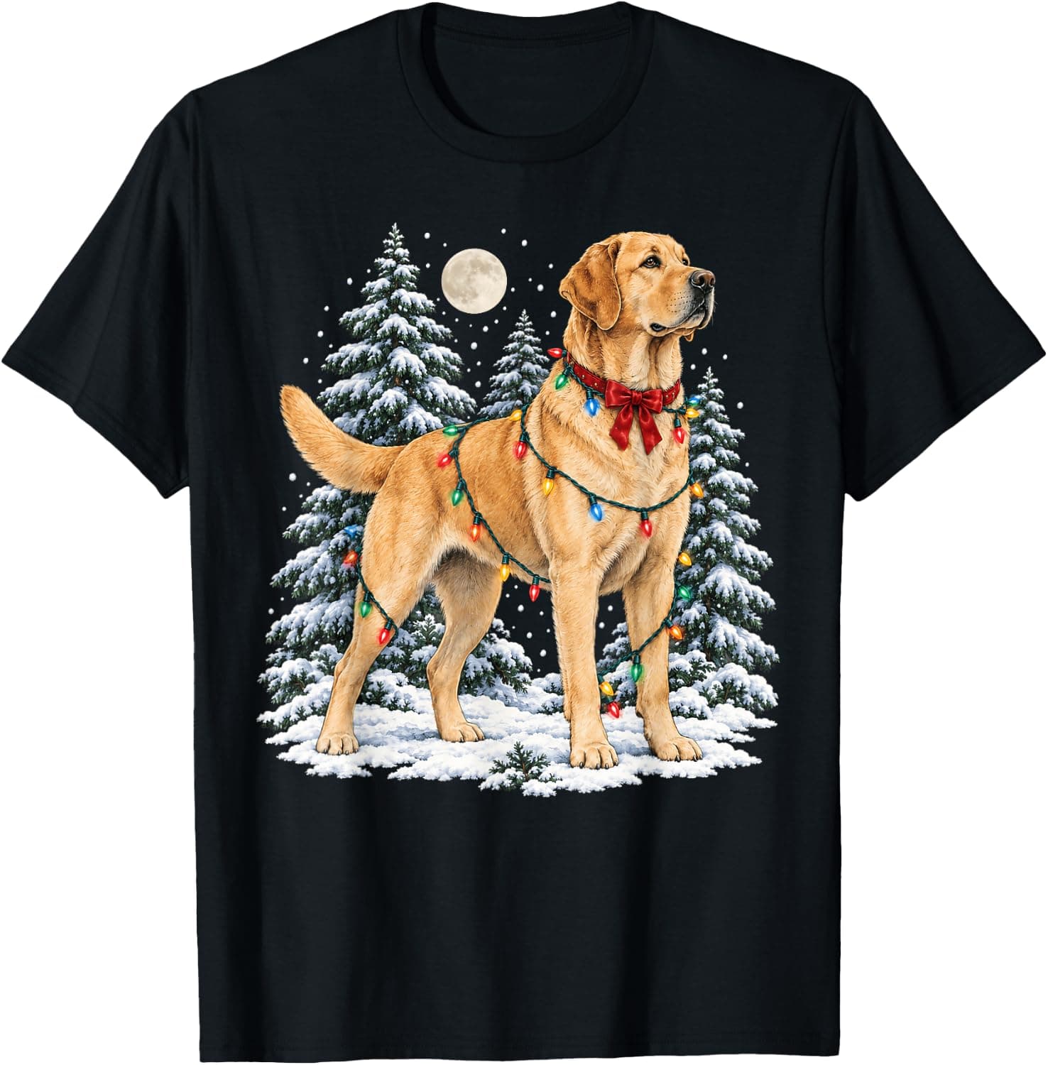 Yellow Labrador Retriever Christmas Tree Light Pajama Dog T-Shirt - Trending Amazon merch on demand shirt with BSR 1,502,475