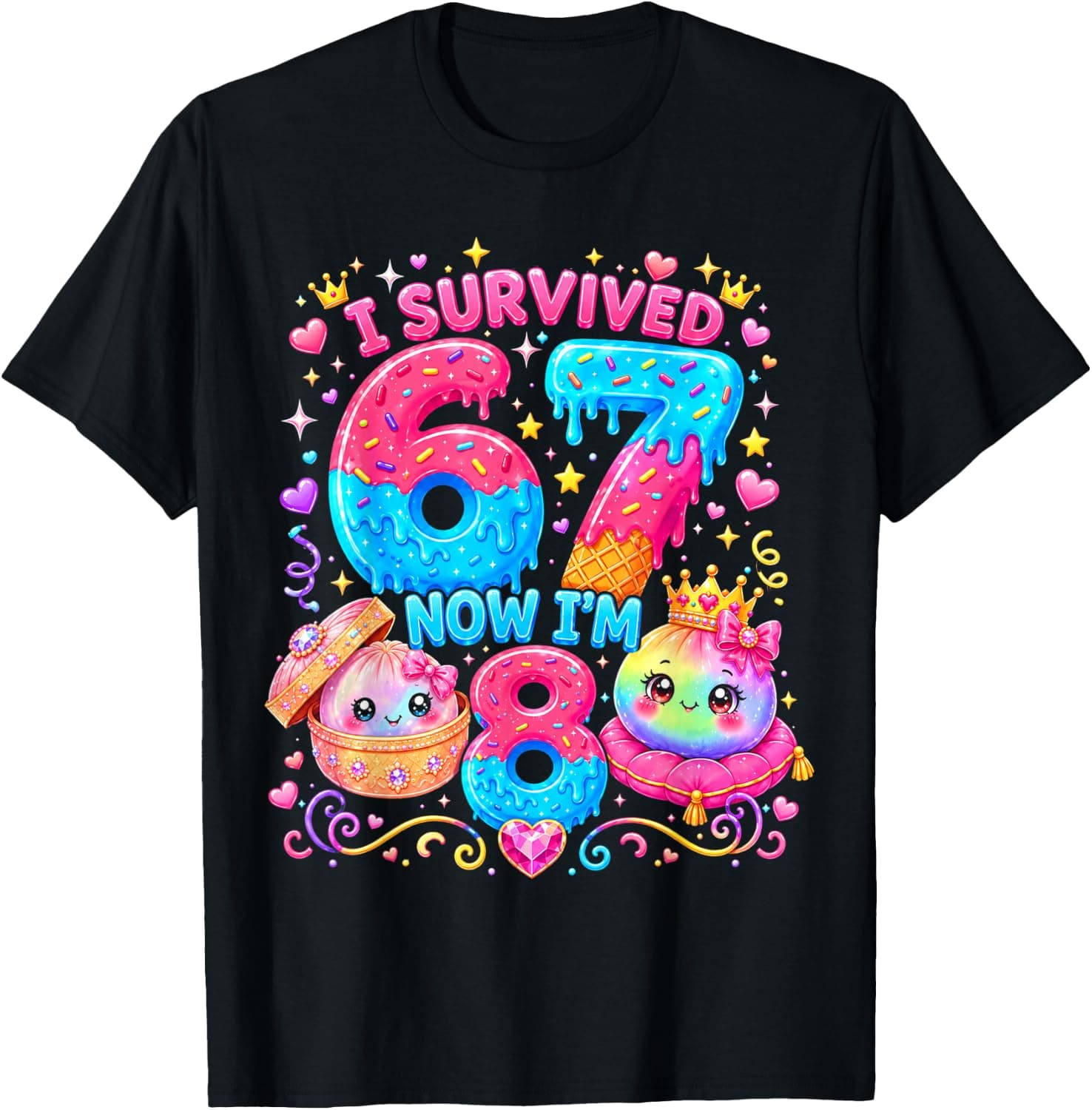 I Survived 6 7 Now I'm Birthday Girl Dumpling Kawaii T-Shirt - Trending Amazon merch on demand shirt with BSR 2,689,099