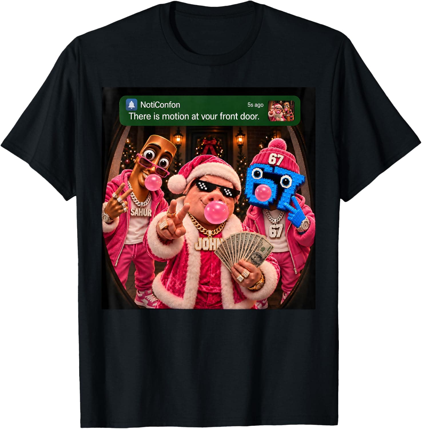 Motion At Your Front Door John Pork Tung Tung Tung Sahur 67 T-Shirt - Trending Amazon merch on demand shirt with BSR 2,179,062