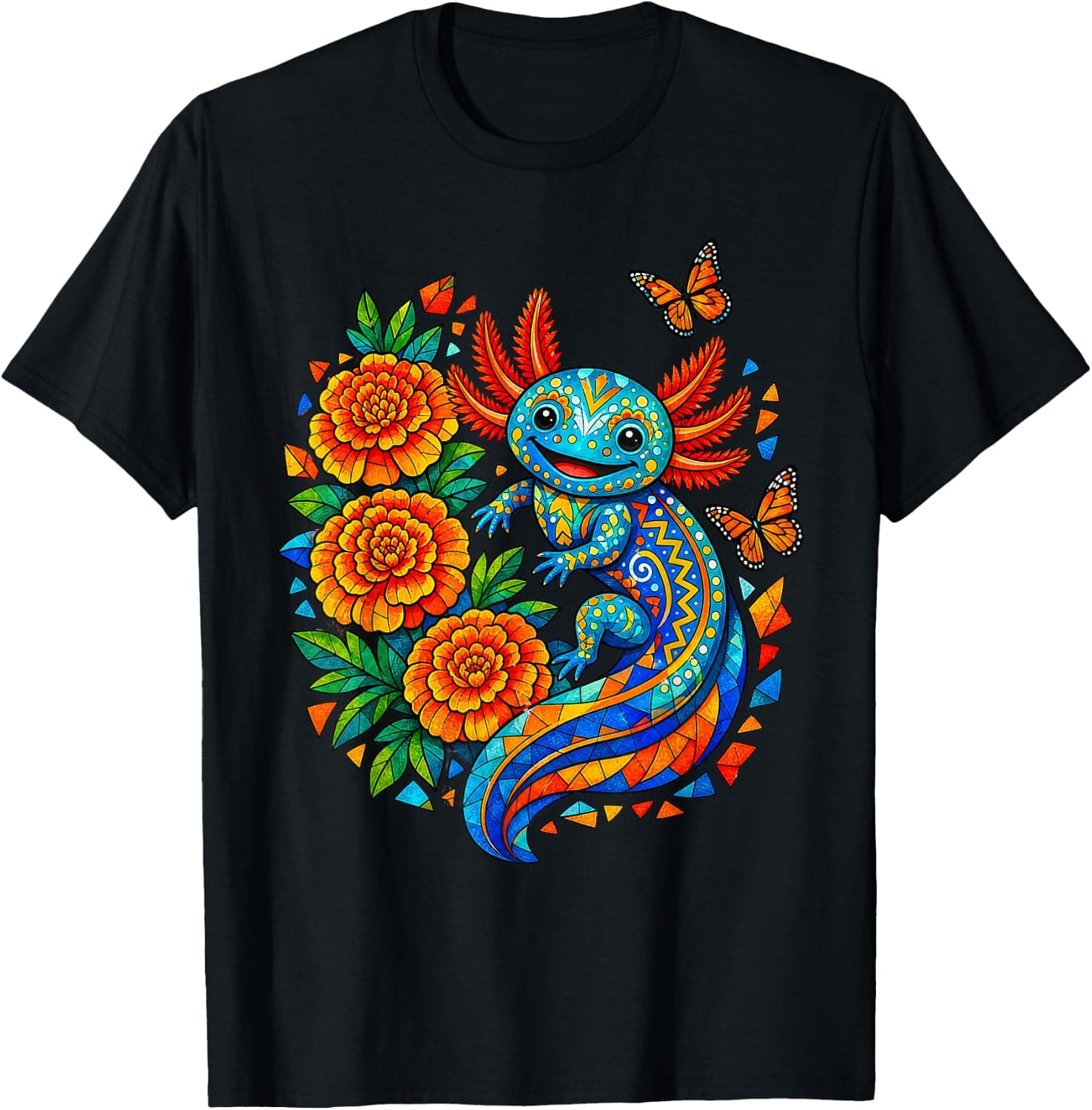 Dia De Los Muertos Boys Girls Alebrije Axolotl Mexican T-Shirt - Trending Amazon merch on demand shirt with BSR 988,214