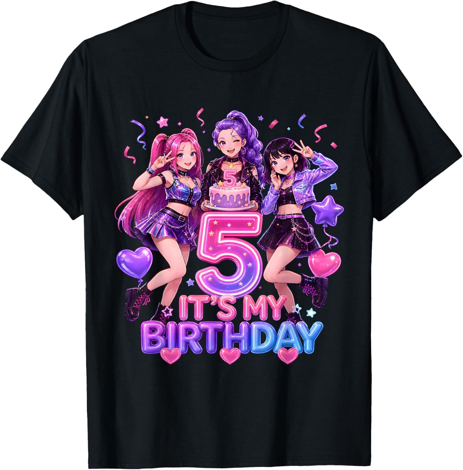 It's My 5th Birthday K-Pop Girl Cute 5 Year Old Party Tee T-Shirt - Trending Amazon merch on demand shirt with BSR 782,962
