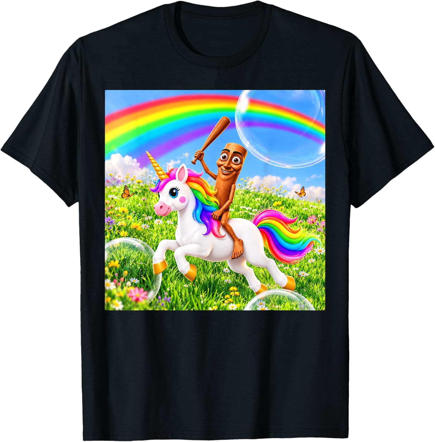 Happy Tung Sahur Riding Unicorn Funny Meme Gen Alpha Gen Z T-Shirt - Trending Amazon merch on demand shirt with BSR 1,844,537