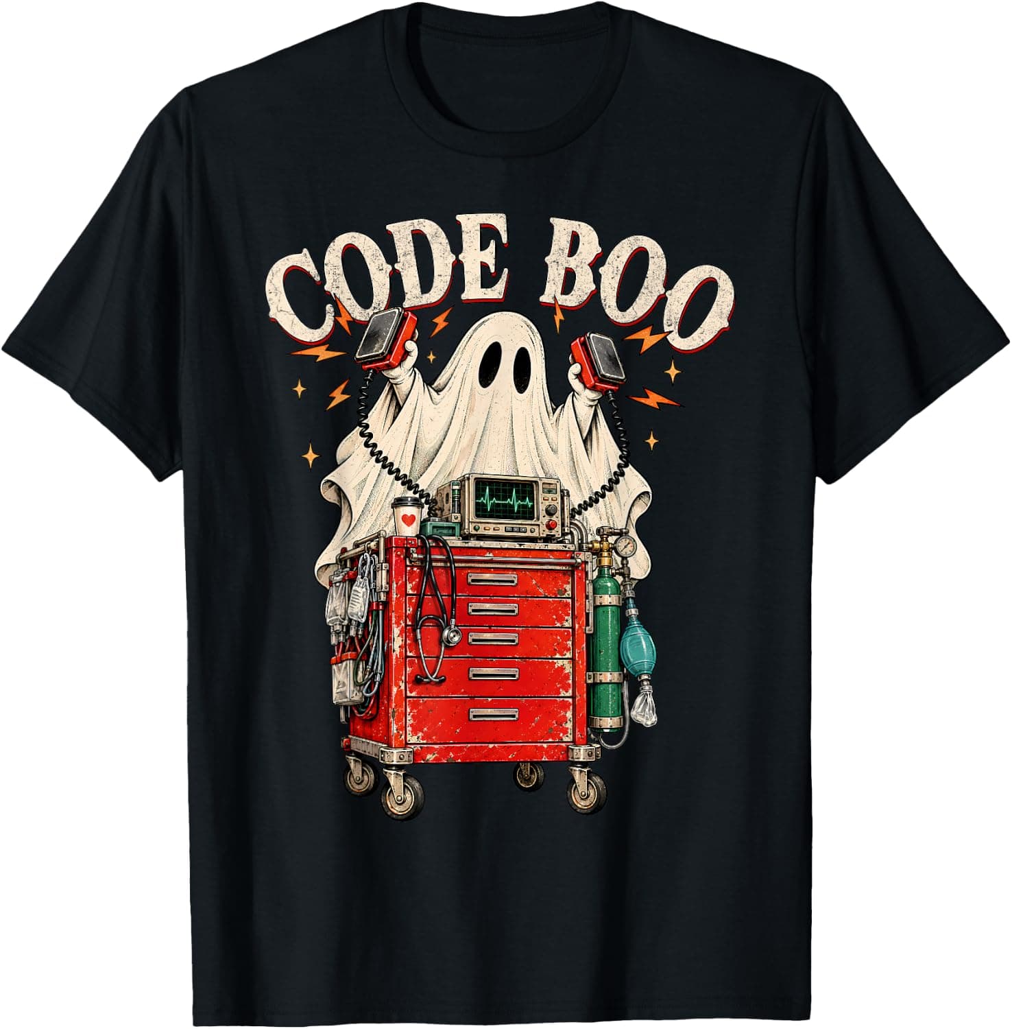 Code Boo Crew Nurse Funny Ghost Halloween Nurse T-Shirt - Trending POD product with BSR 915,095