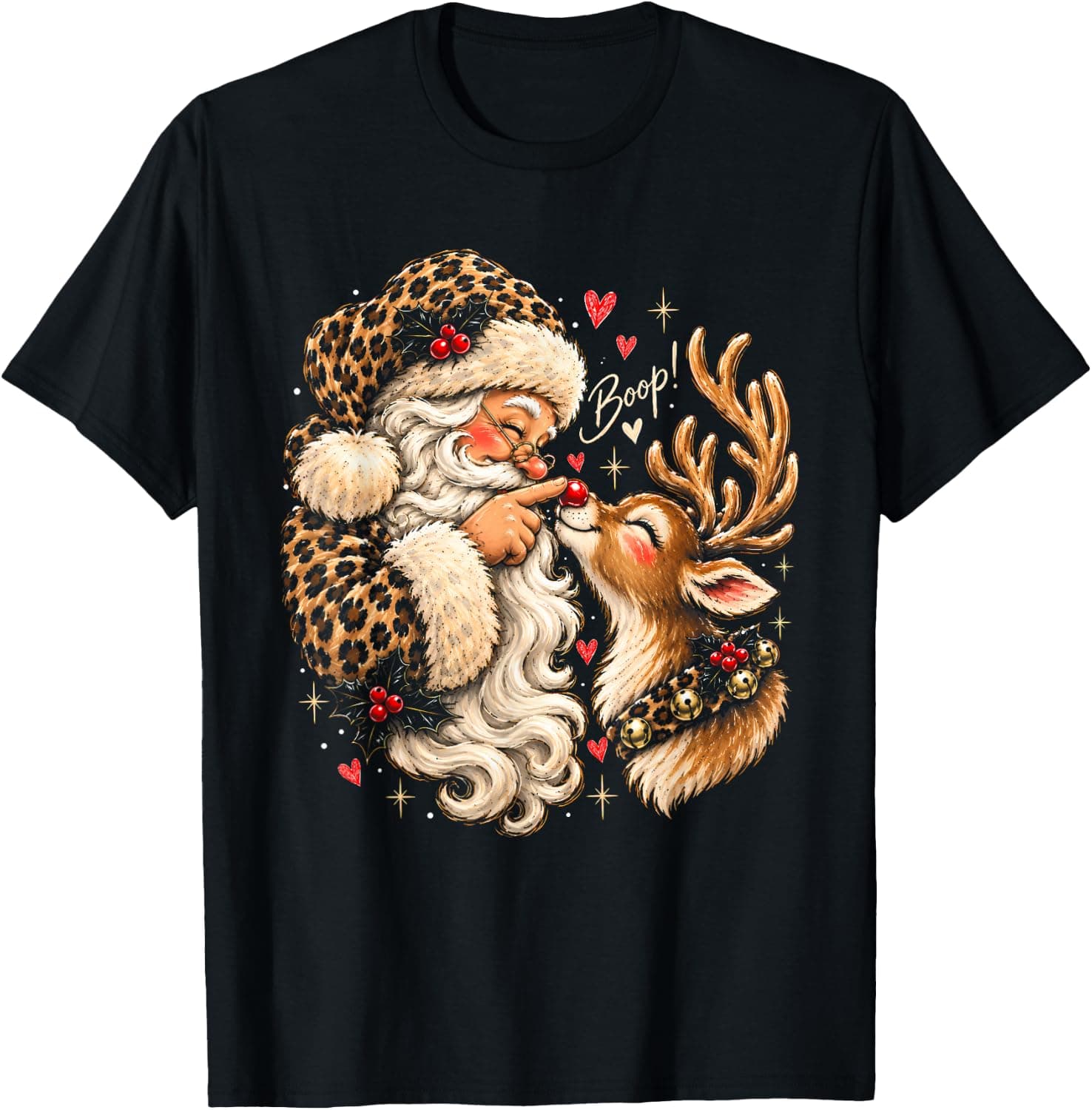 Funny Santa Claus Boop Retro Christmas Reindeer Santa Boop T-Shirt - Trending Amazon merch on demand shirt with BSR 1,718,650