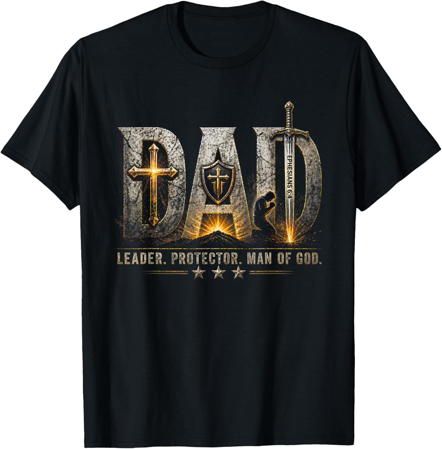 Vintage Man of God Husband Dad Christian Dad Father's Day T-Shirt - Trending POD product with BSR 146,996