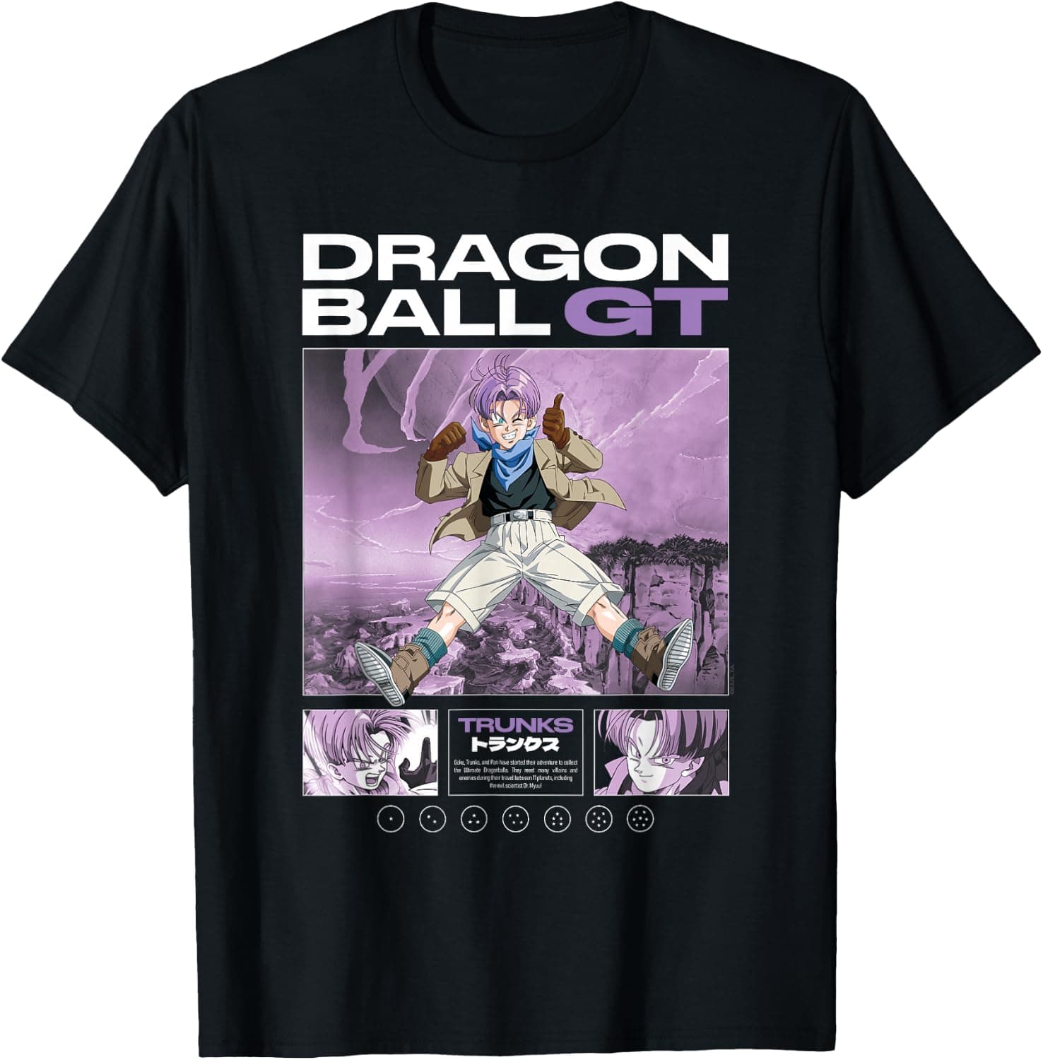 Dragon Ball GT Trunks Purple Tone Grid Action Anime T-Shirt - Trending Amazon merch on demand shirt with BSR 1,494,720