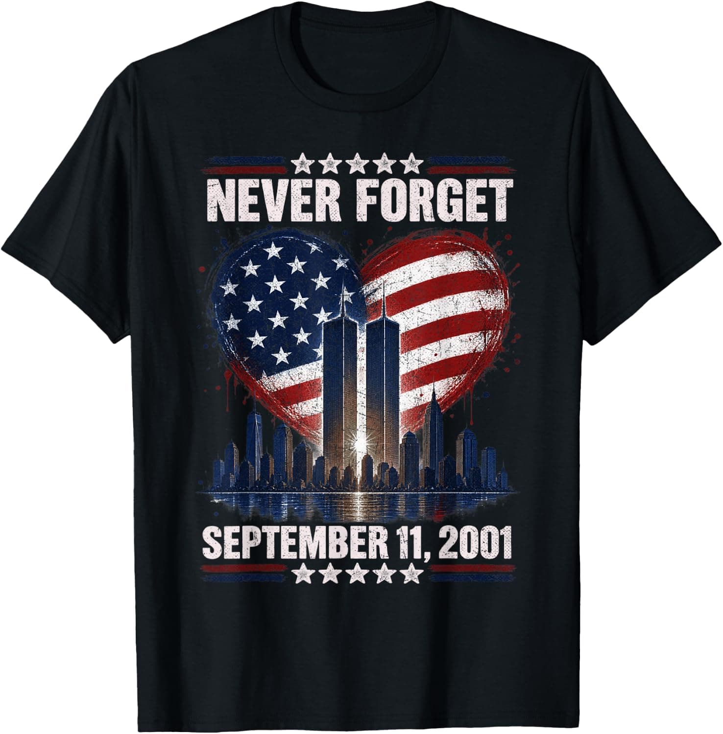 Never Forget September 11 2001 Memorial Day American Flag T-Shirt - Trending POD product with BSR 57,422