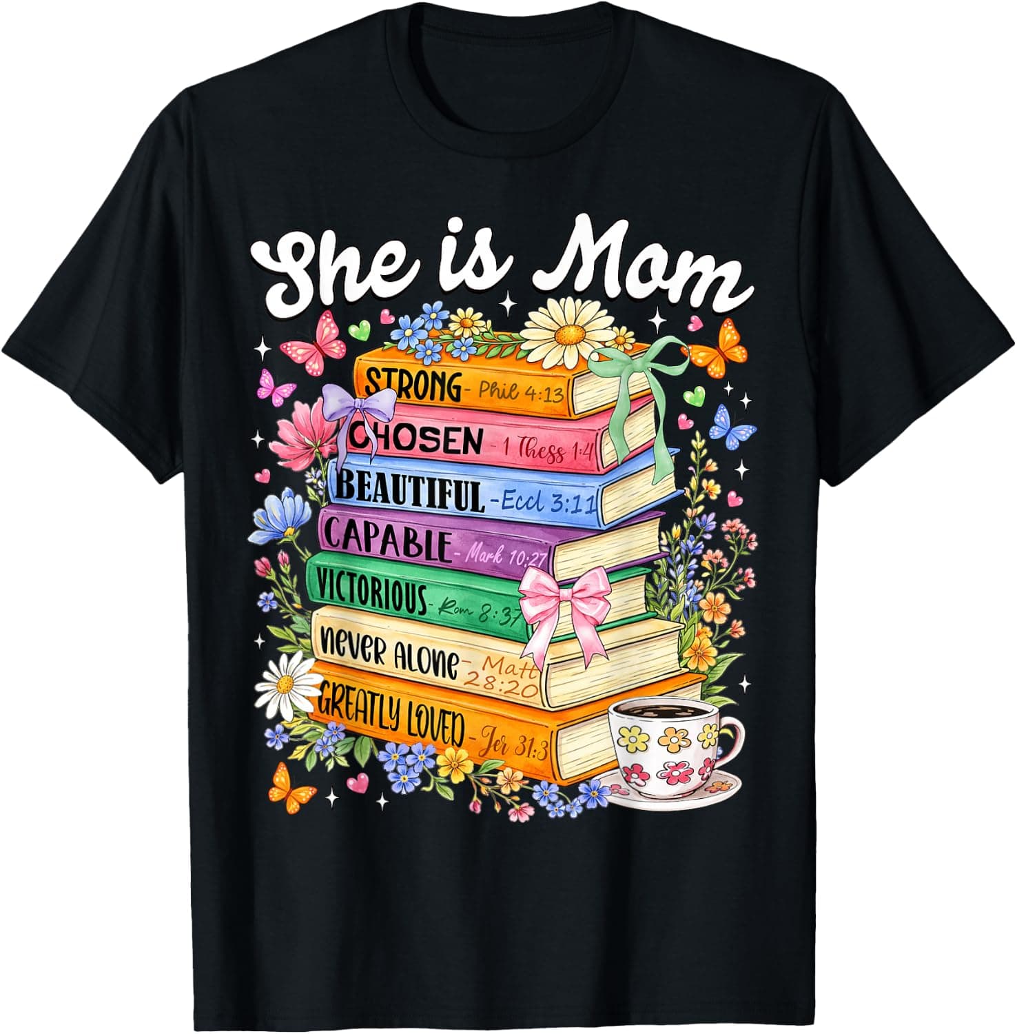 She is Mom Christian Mama Bible Verse Mother's Day Women T-Shirt - Trending POD product with BSR 160,046