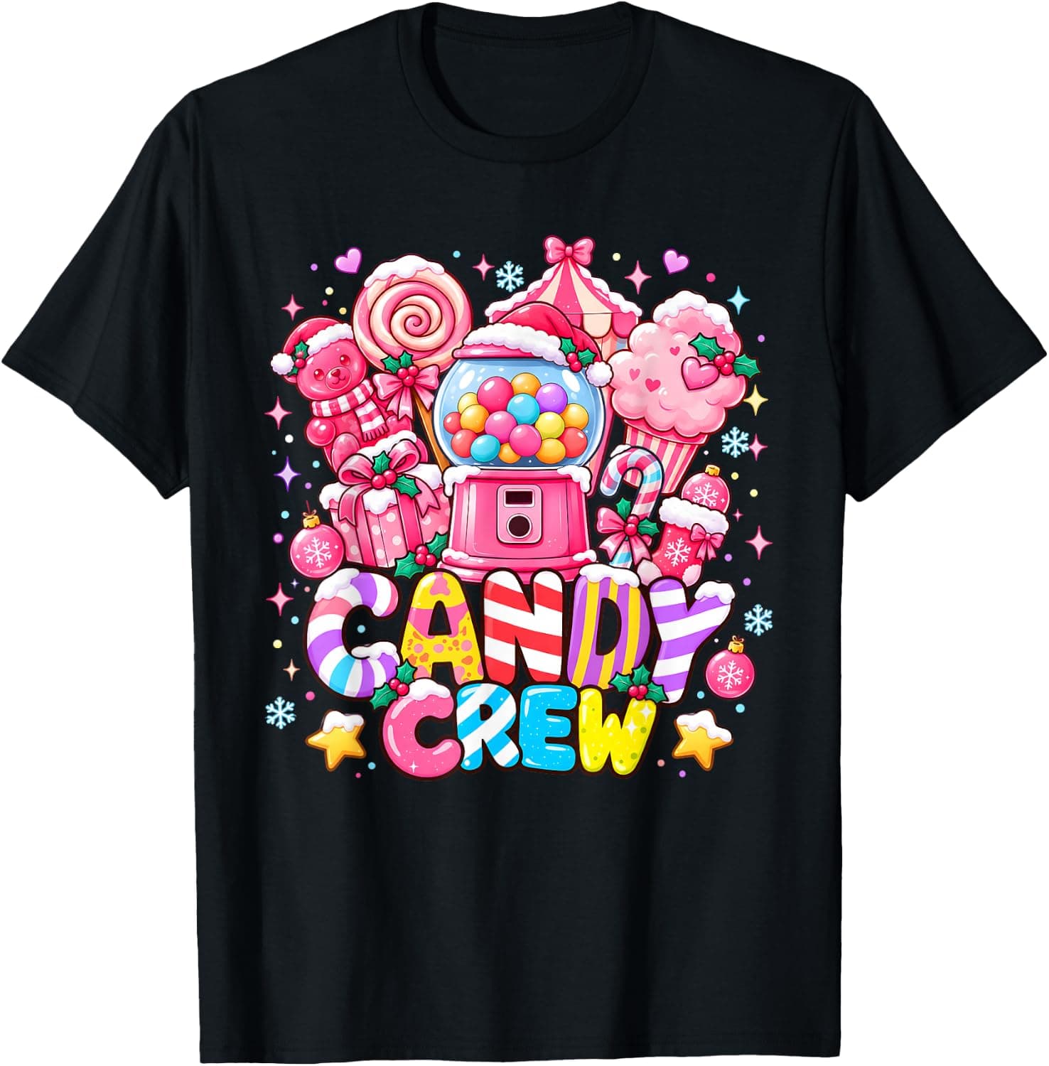Candy Land Candy Crew Decorations Sweetie Candy Squad Xmas T-Shirt - Trending Amazon merch on demand shirt with BSR 2,103,434