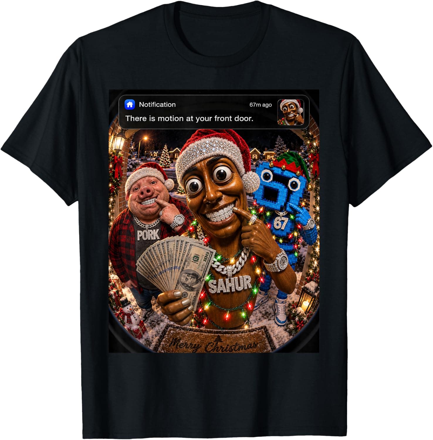 There is Motion at Your Front Door Funny Christmas Kids Xmas T-Shirt - Trending Amazon merch on demand shirt with BSR 1,015,661