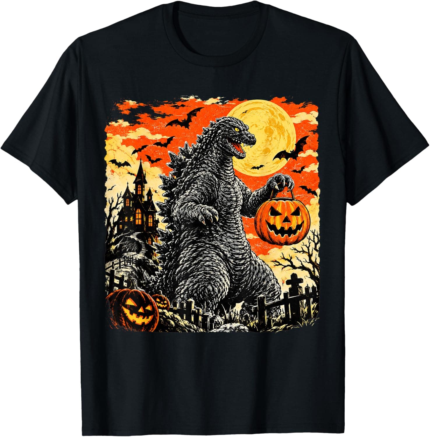 Funny Vintage Japanese Monster Halloween Pumpkin Spooky T-Shirt - Trending Amazon merch on demand shirt with BSR 681,119