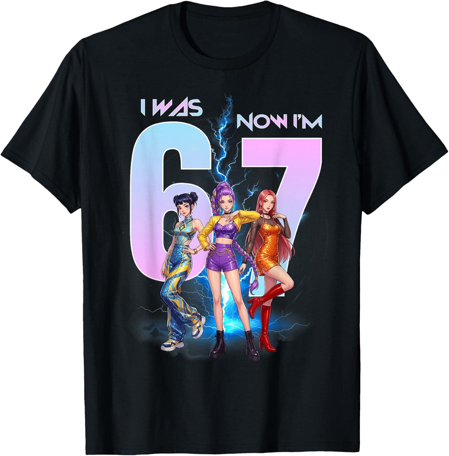 I was Six Now I'm Seven Birthday Girl Funny 67 Meme Bday T-Shirt - Trending POD product with BSR 73,927