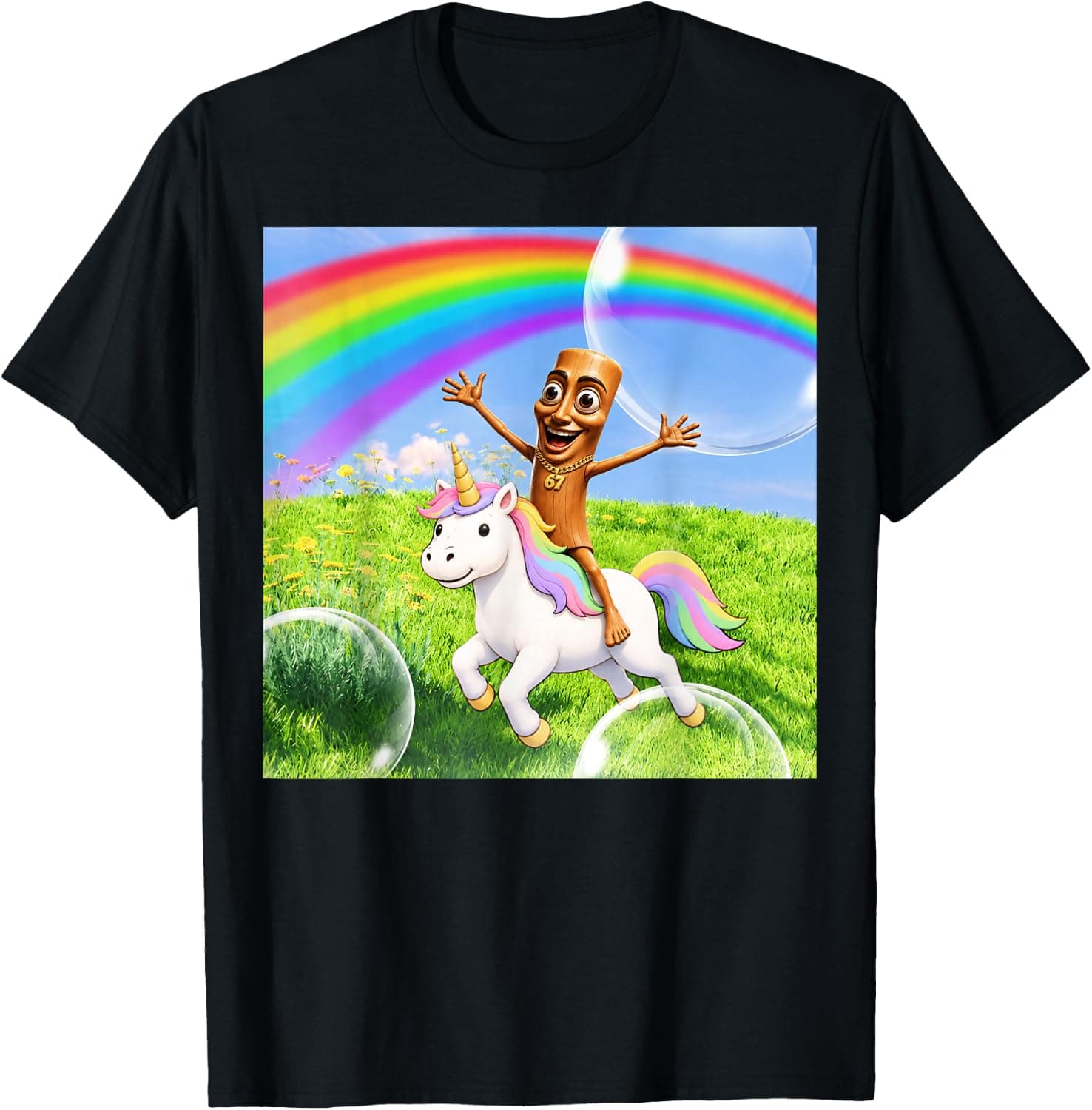 Happy Tung Tung Sahur Riding Unicorn Funny Gen Alpha Gen Z T-Shirt - Trending Amazon merch on demand shirt with BSR 2,669,345