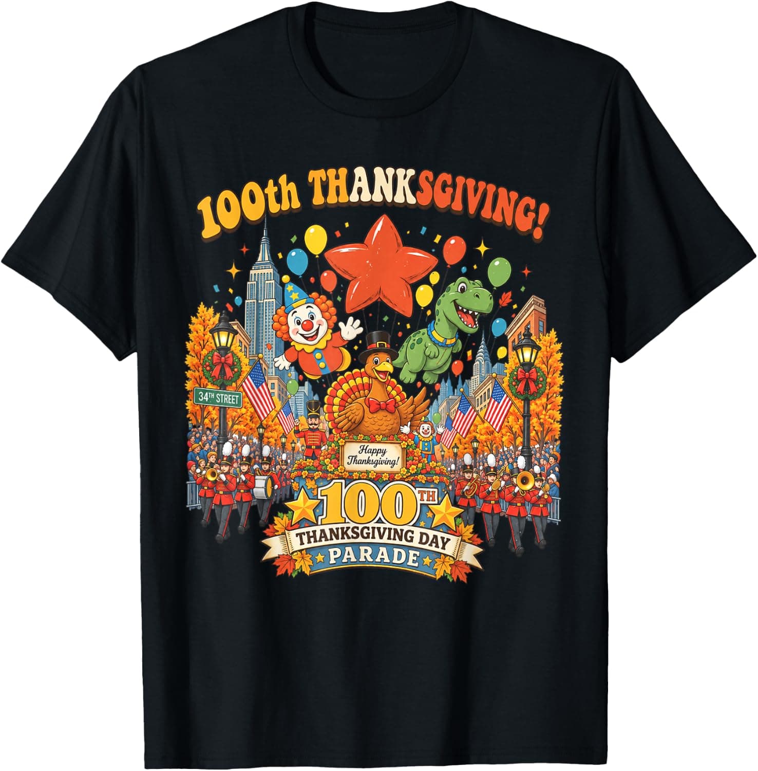 100th Thanksgiving Day Parade Turkey Celebration Men Women T-Shirt - Trending Amazon merch on demand shirt with BSR 1,505,048