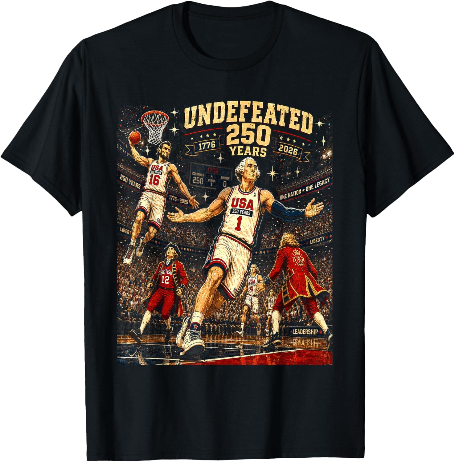4th of July Basketball Undefeated Since 1776 250 Years T-Shirt - Trending POD product with BSR 74,183