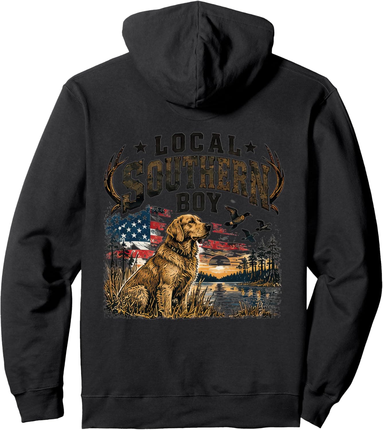 Local Southern Boy Tshirt American Flag Hunting Hunter son Pullover Hoodie - Trending POD product with BSR 1,137,719