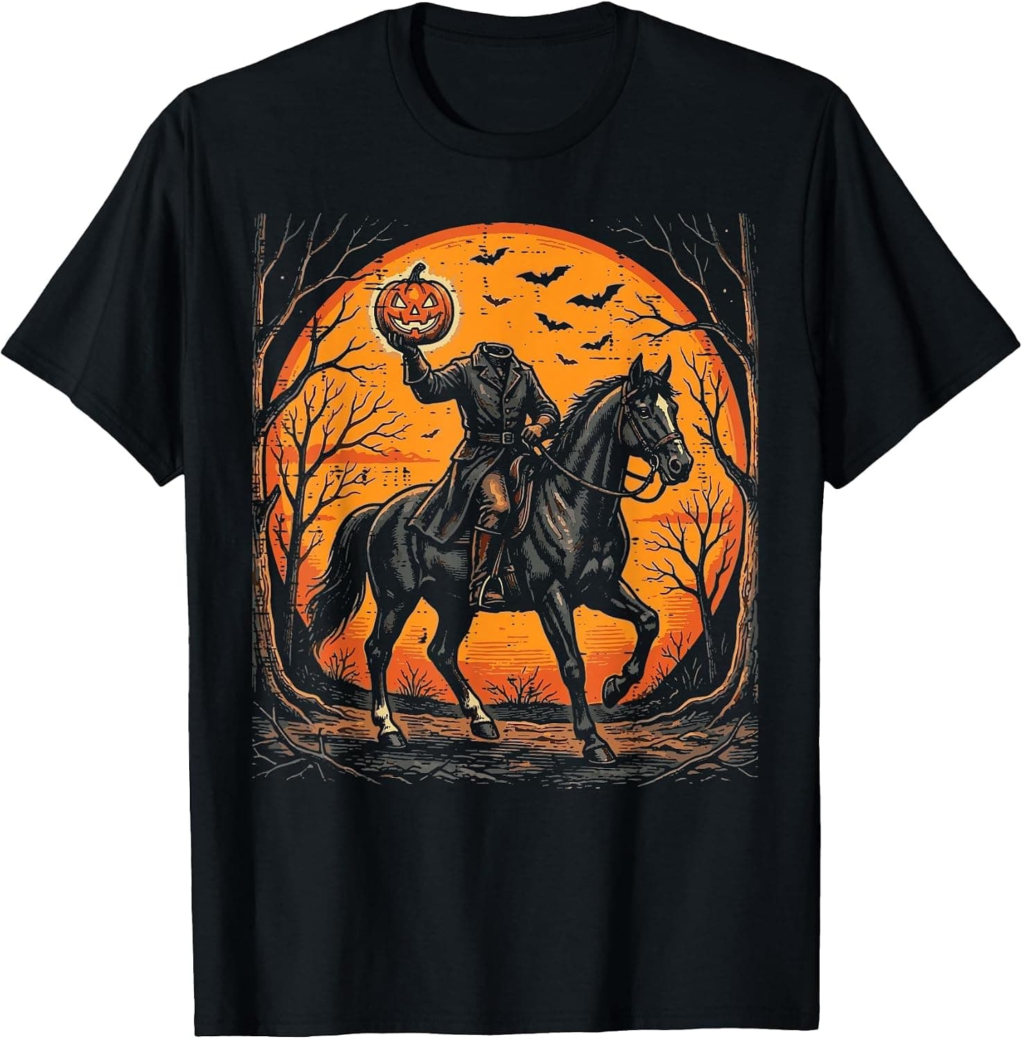 Headless Knight On Horse Pumpkin Halloween Costume Men Women T-Shirt - Trending POD product with BSR 184,451