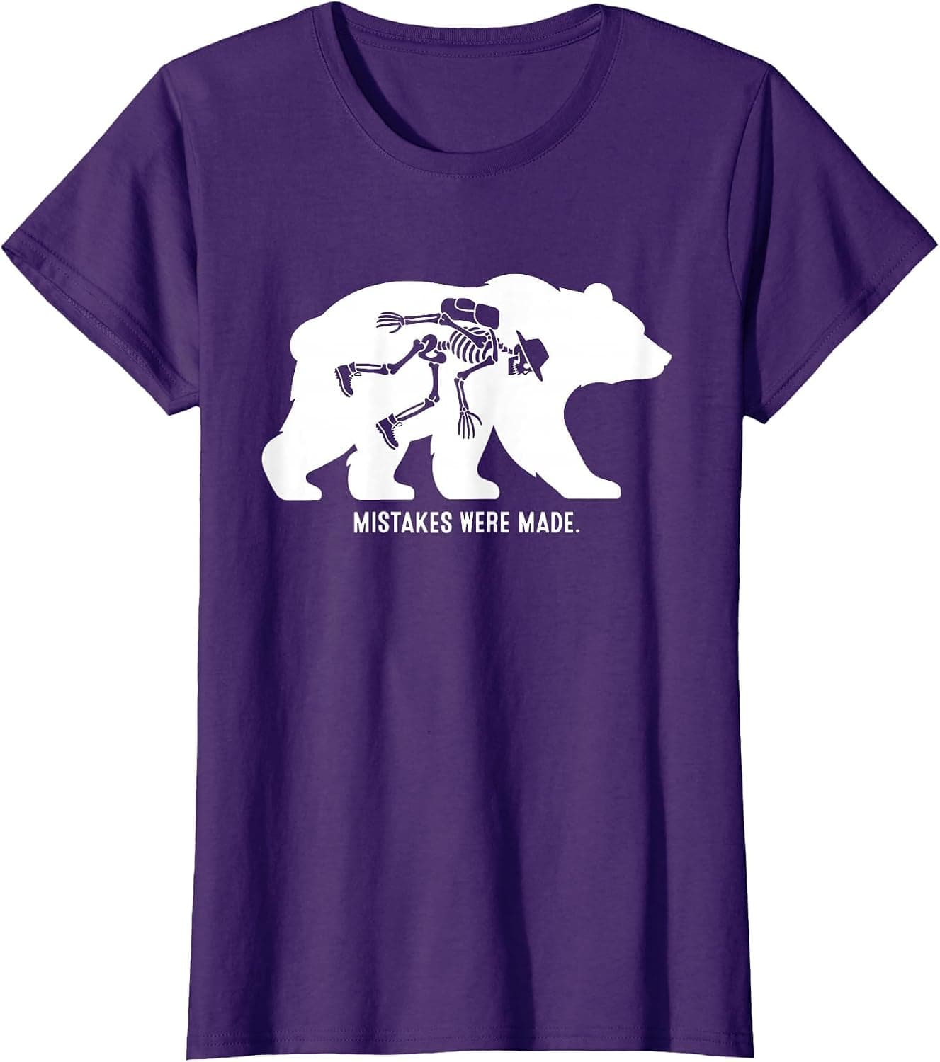 Mistakes were Made Funny Bear Skeleton Hiking Humor T-Shirt - Trending POD product with BSR 368,034