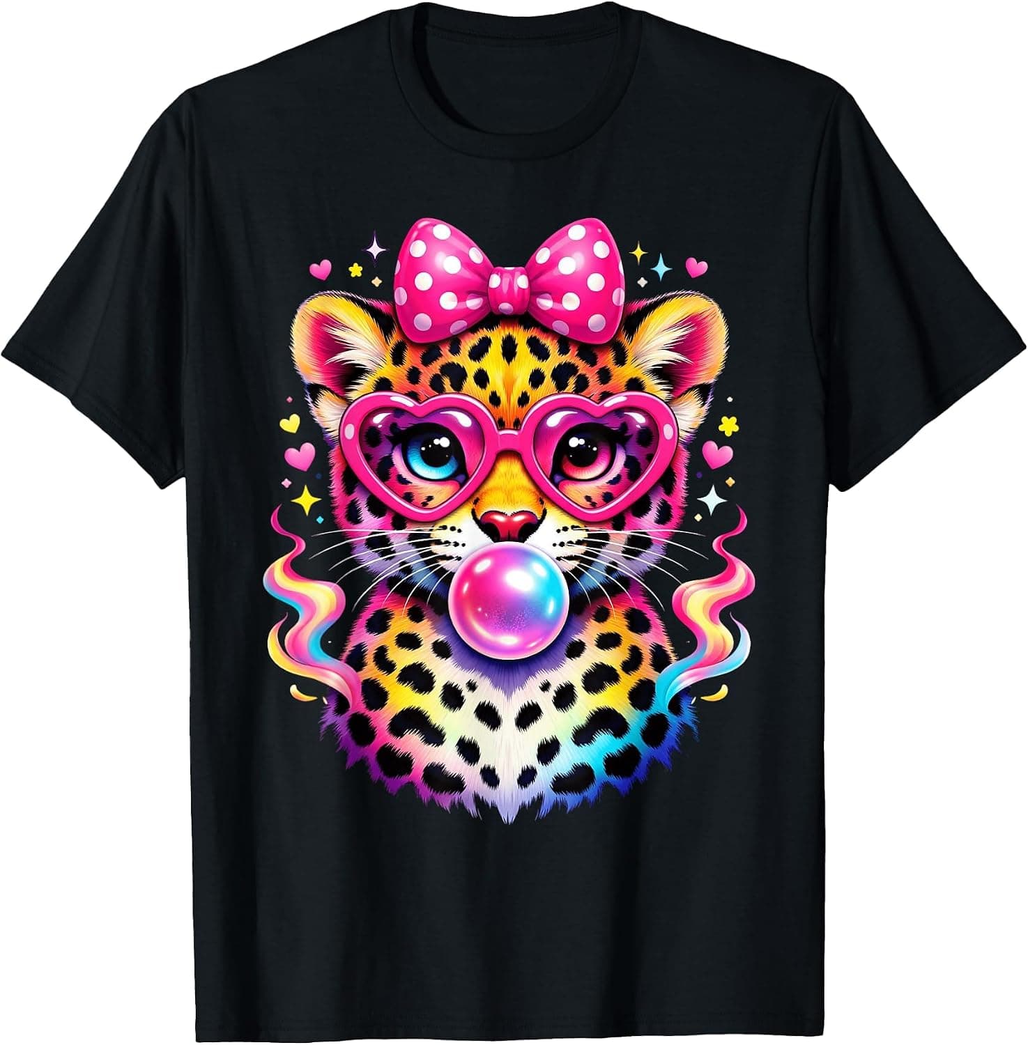 Funny Leopard Glasses Blowing Bubble Gum Back to School Kids T-Shirt - Trending POD product with BSR 189,500